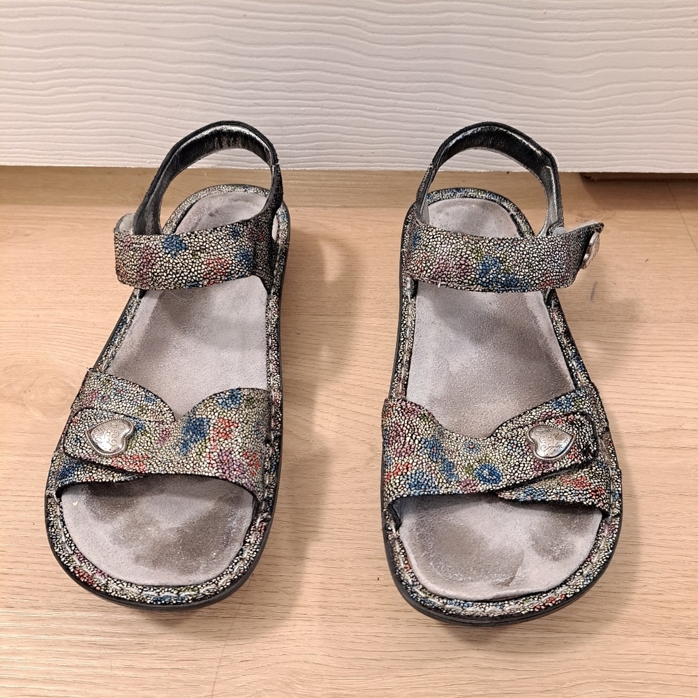 Alegria Silver Colorful Comfy Cute Baby‎ Hueies Hool & Loop Platform Sandals 9.5 - Picture 2 of 9
